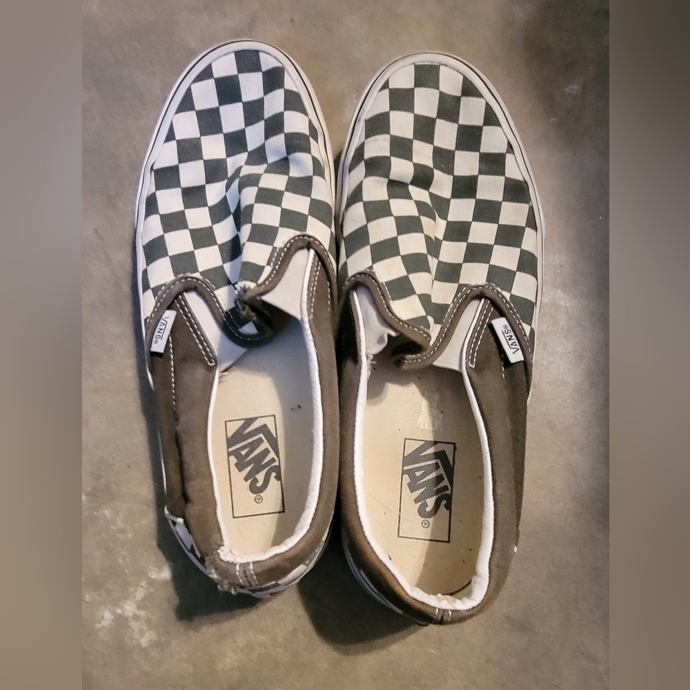 Vans Checkered Slip-On Shoes - Black and White